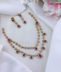 Premium matte finish two layer  AD stone neckset - Fine craftsmanship combined with a premium-quality finish