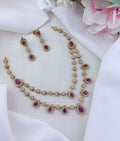 Premium matte finish two layer  AD stone neckset - Fine craftsmanship combined with a premium-quality finish