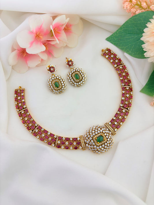 Timeless AD neckset crafted with elegant stone detailing for a graceful appearance.