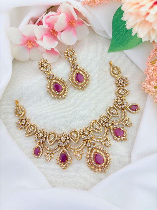 Premium-looking AD neckset perfect for adding glamour to your traditional outfit.