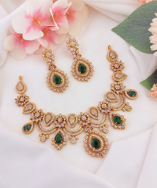 Premium-looking AD neckset perfect for adding glamour to your traditional outfit.