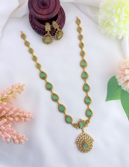 Premium matte finish jothika inspired haram set with matching earrings