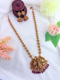 Chettinad collection- Lakshmi pendant haram and matching jhmuka beatuifully adorned with beads and pearls