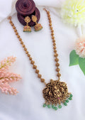 Chettinad collection- Lakshmi pendant haram and matching jhmuka beatuifully adorned with beads and pearls