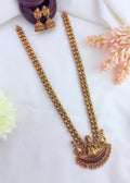 Lakshmi pendant haram adorned with elegant golden beads for a timeless traditional look