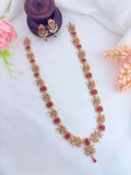 Elegant haram featuring vibrant AD stones, pearls in premium matte finish