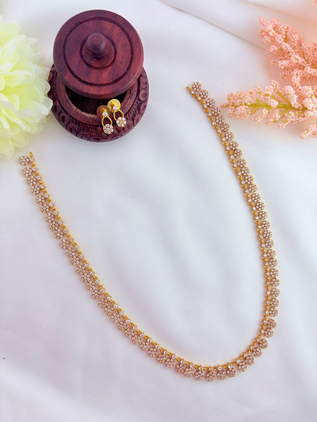 Beautifully crafted AD stone neckset in floral pattern-New collection