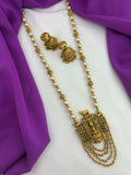 Elegant Lakshmi pendant pearl haram inspired by South Indian temple jewellery
