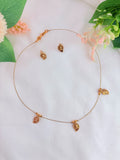 matte finish lakshmi pattern leaf pendant invisible chain