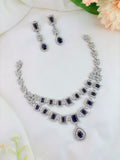 Premium AD two layer neckset in silver finish