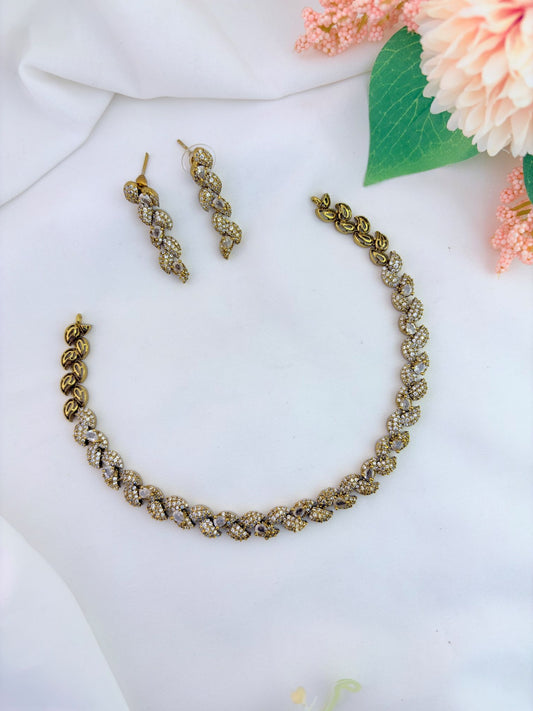 Premium matte AD neckset in antique finish