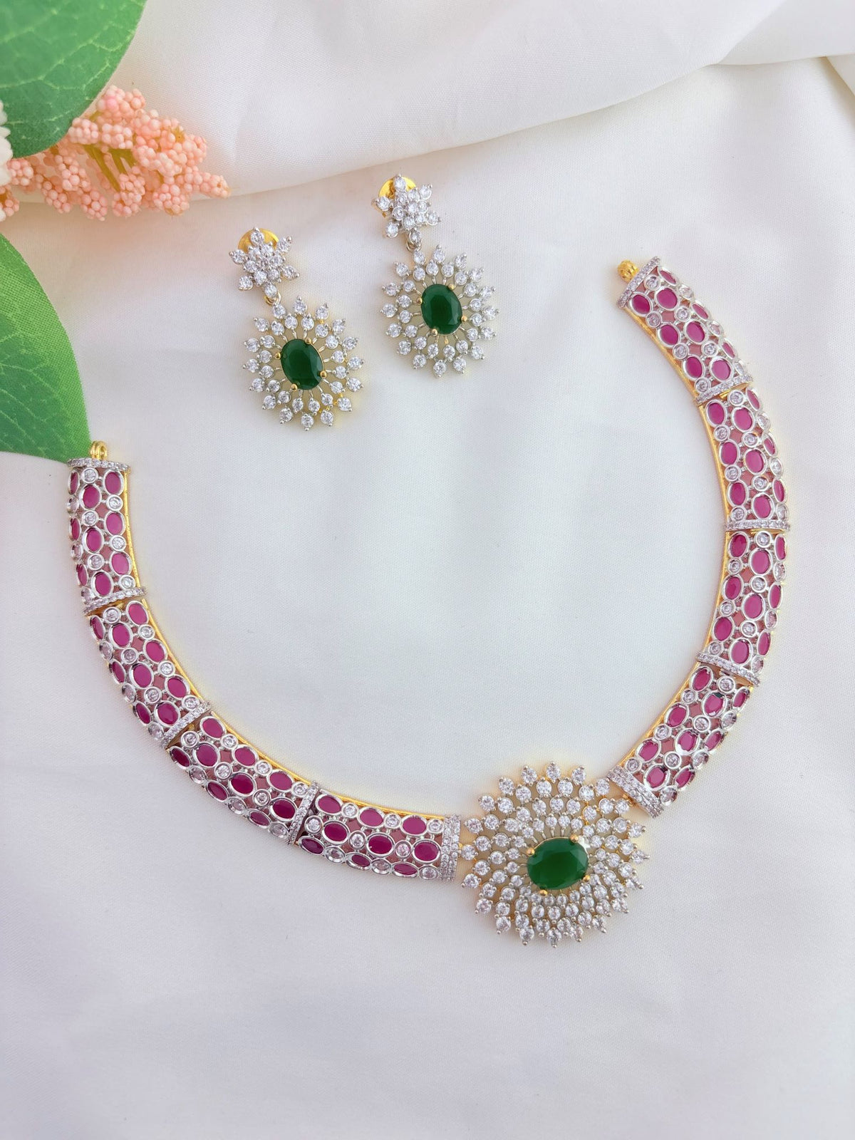 Elegant premium GJ finish neckset with matching earrings