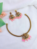 Tradition in Premium antique finish lakshmi pendant neckset with matching earrings