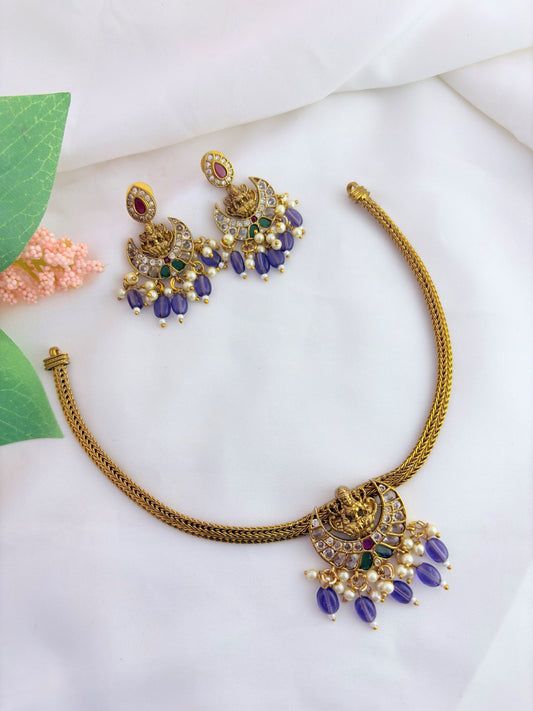 Tradition in Premium antique finish lakshmi pendant neckset with matching earrings