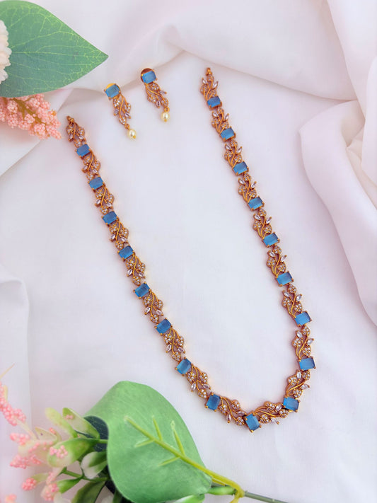 Premium matte AD haram with matching earrings