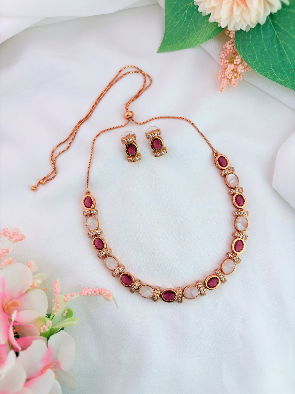 Premium matte finsih AD neckset with matching earrings