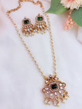 Matte finish pearl chain with matching earrings