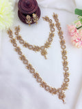 Elegant combo set featuring vibrant AD stones, pearls in premium matte finish