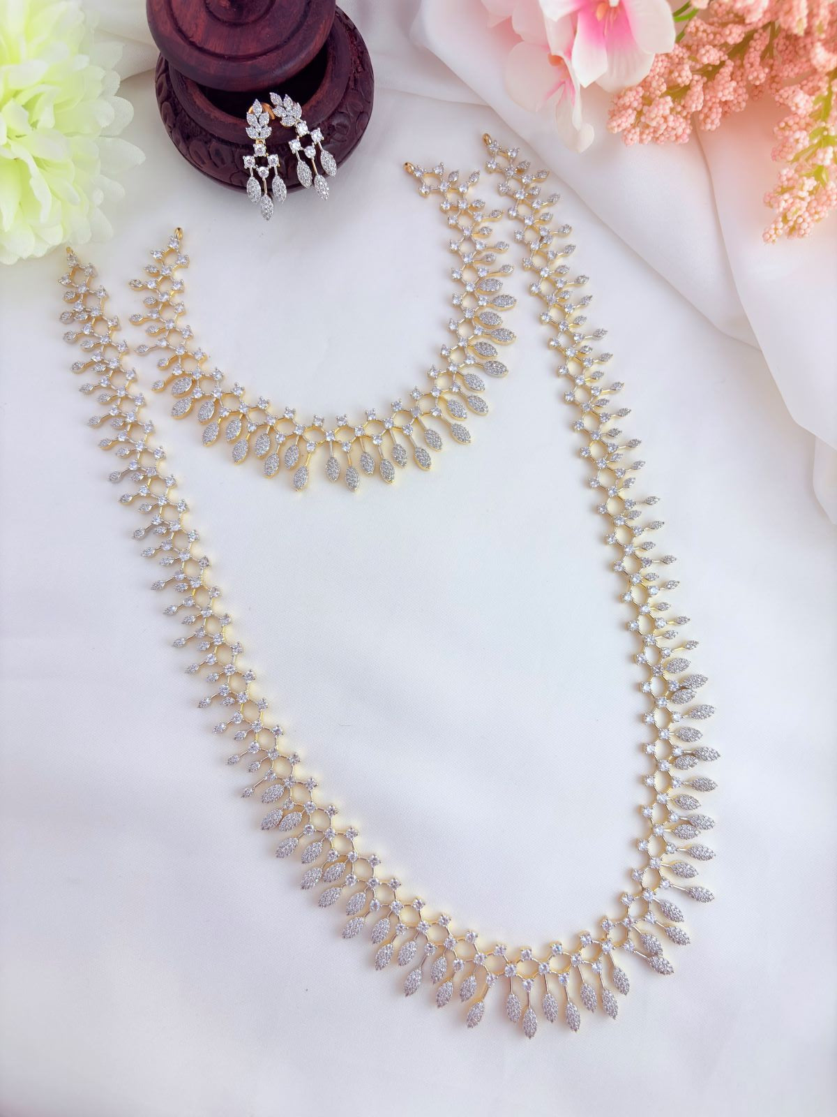 Premium matte finish AD combo set in GJ finish with matching earrings