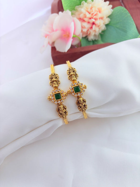 Beautifully crafted lakshmi design bangles featuring intricate traditional detailing