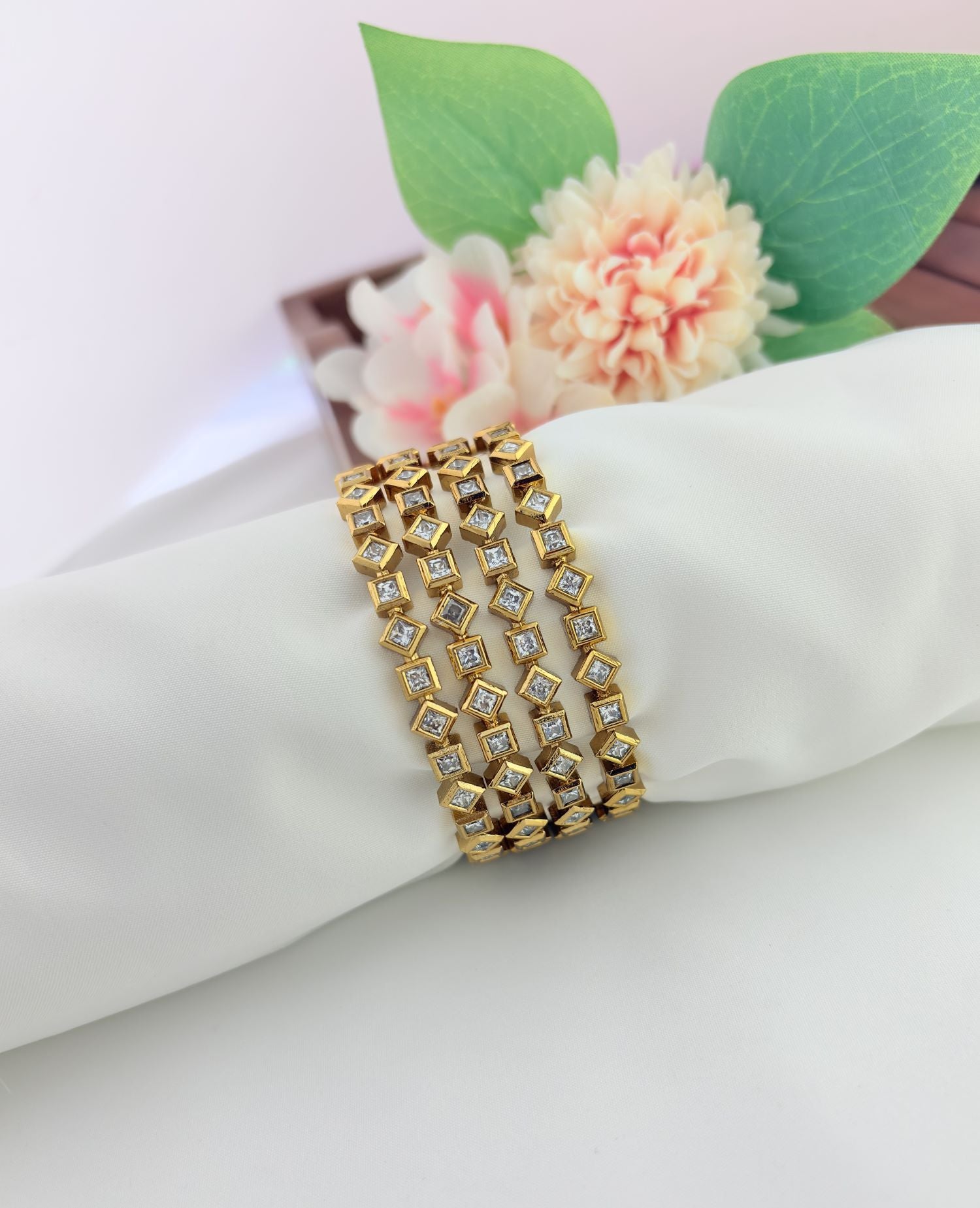 Premium matte finish bangle adorned with sparkling AD stones