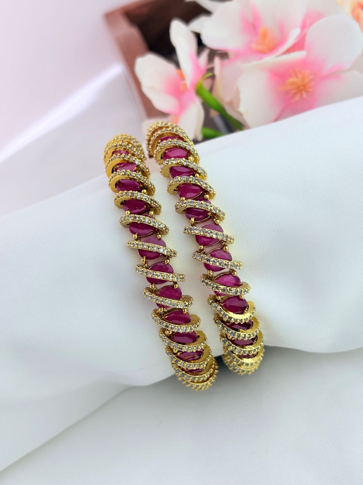 Premium matte finish AD stone bangles