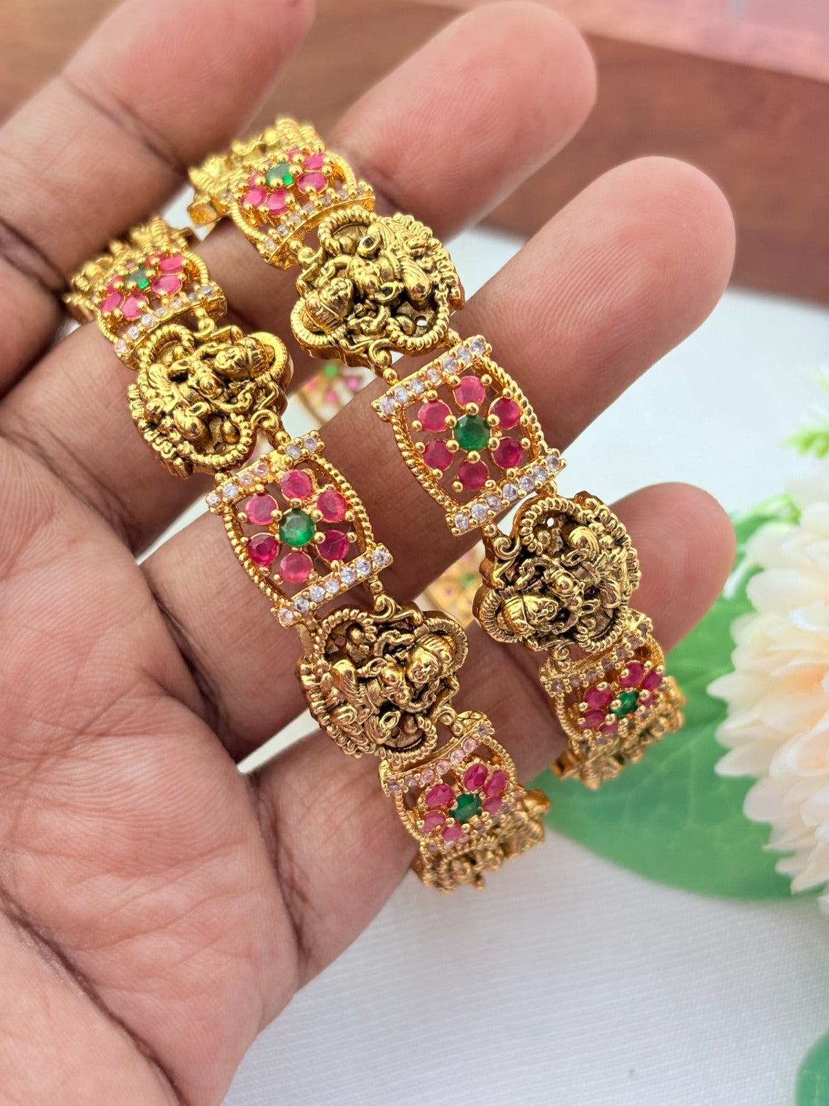 Lakshmi motif bangles with divine elegance