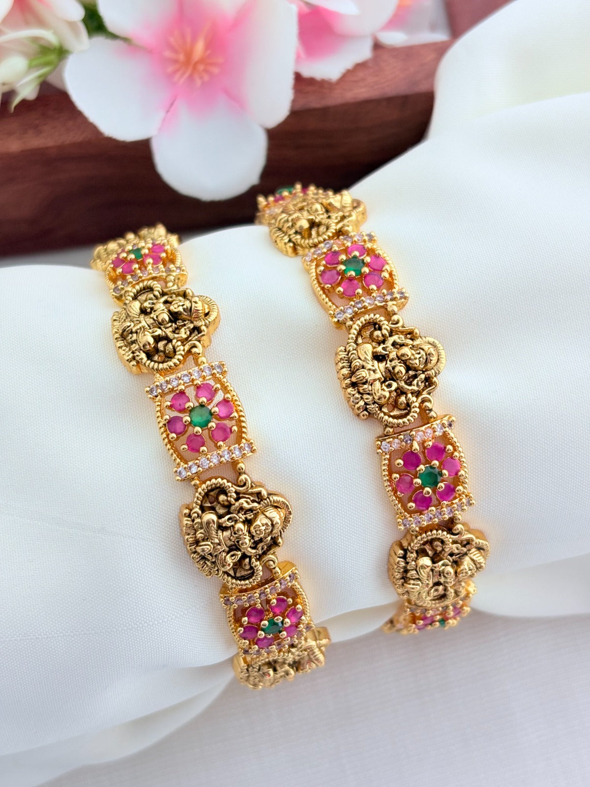 Lakshmi motif bangles with divine elegance