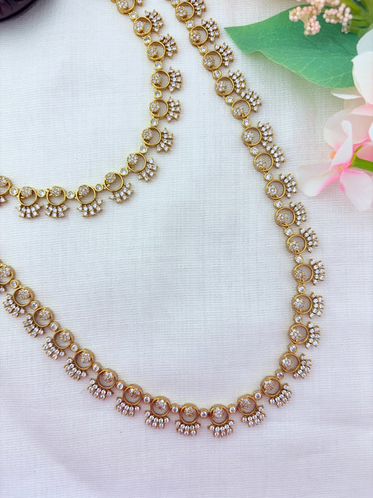 Premium matte finish combo set  and earrings crafted with classic AD stones