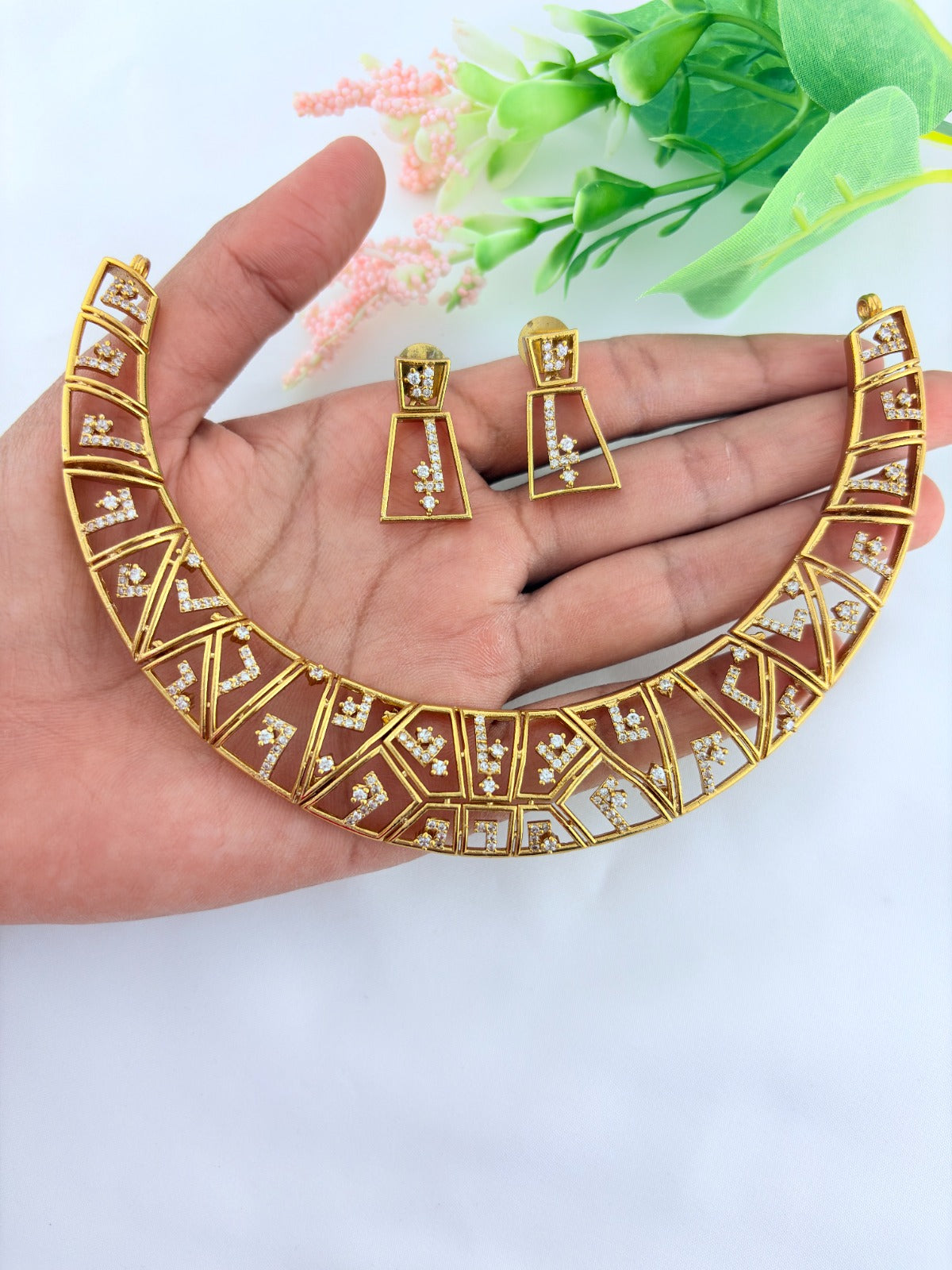 Premium matte finish Trendy AD stone neckset with modern touch