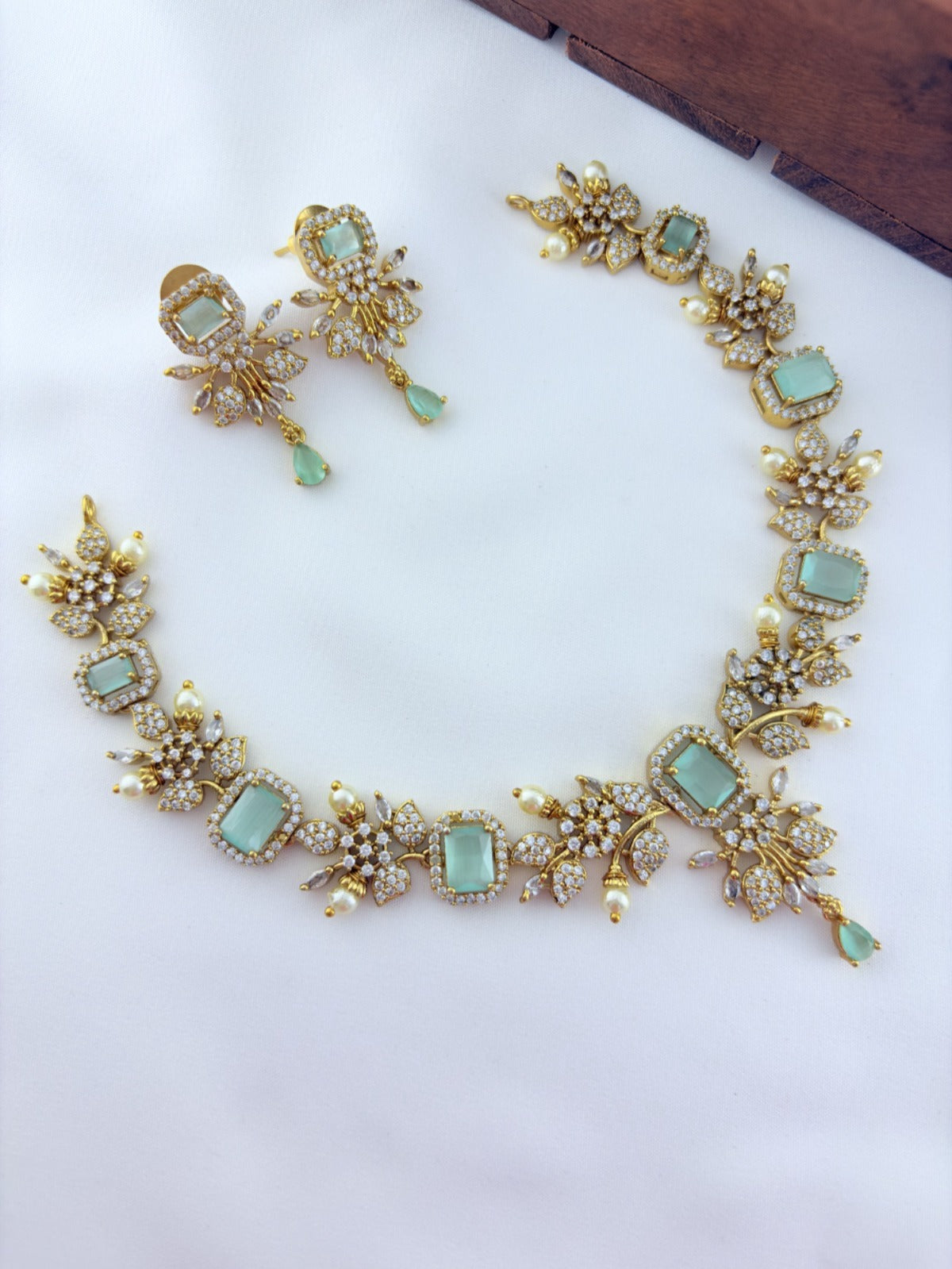 Premium matte finish neckset beautifully designed with pearls and stones