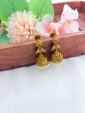 Premium matte finish jhumka with pearl drops