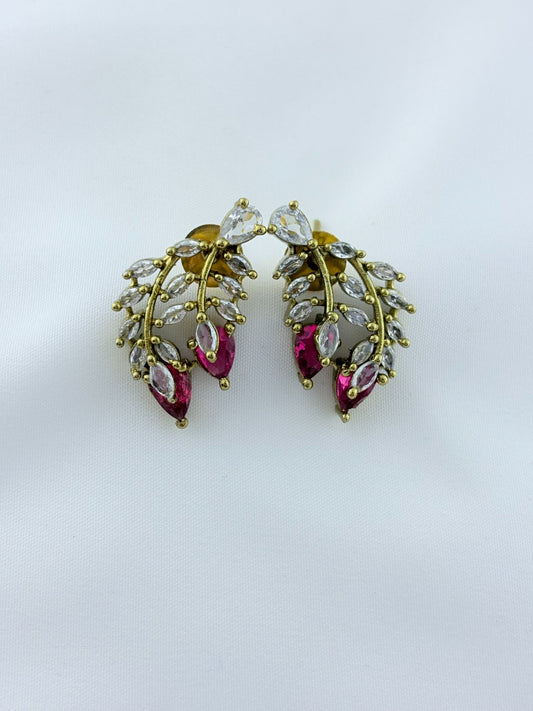 Classic CZ stone necklace featuring a refined antique finish with matching earrings