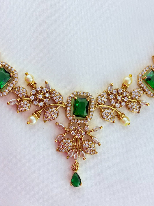 Premium matte finish neckset beautifully designed with pearls and stones