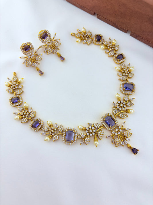 Premium matte finish neckset beautifully designed with pearls and stones