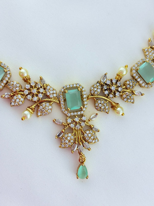 Premium matte finish neckset beautifully designed with pearls and stones