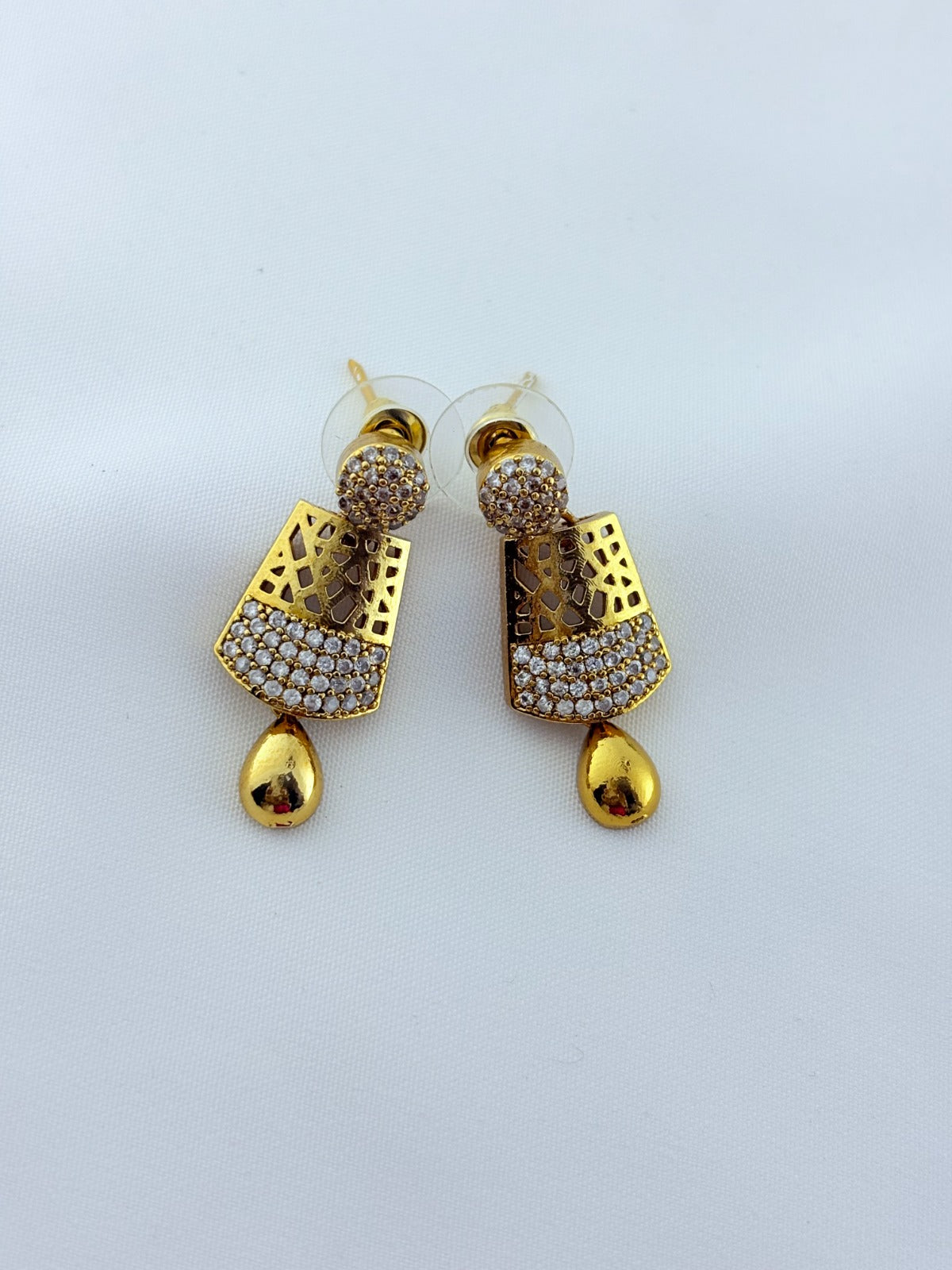 Premium stylish AD stone matte finish neckset with matching earrings