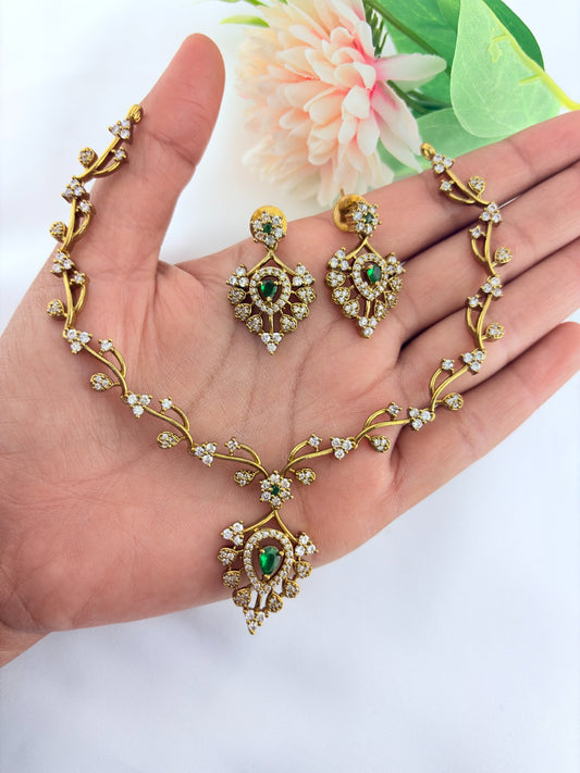 Timeless AD necklace crafted in premium matte texture with matching earrings