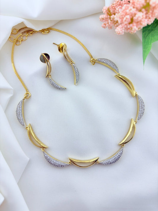 Premium matte finish trendy designer neckset with premium AD stones