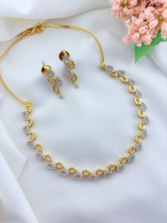 Premium matte finish trendy designer neckset with premium AD stones
