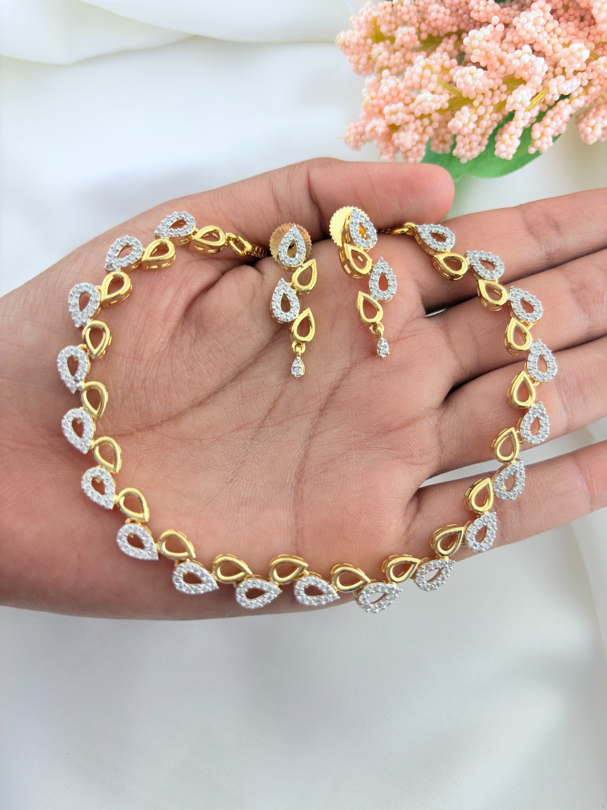 Premium matte finish trendy designer neckset with premium AD stones