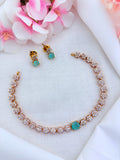 Premium matte finish floral pattern necklace beautifully crafted with AD stones