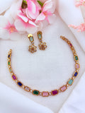 Premium matte finish multi color necklace with matching earrings
