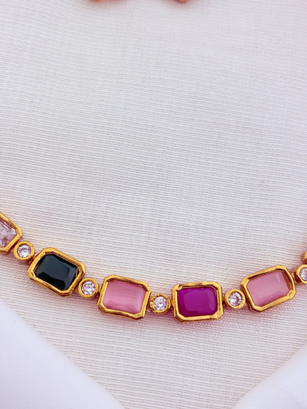 Premium matte finish multi color necklace with matching earrings