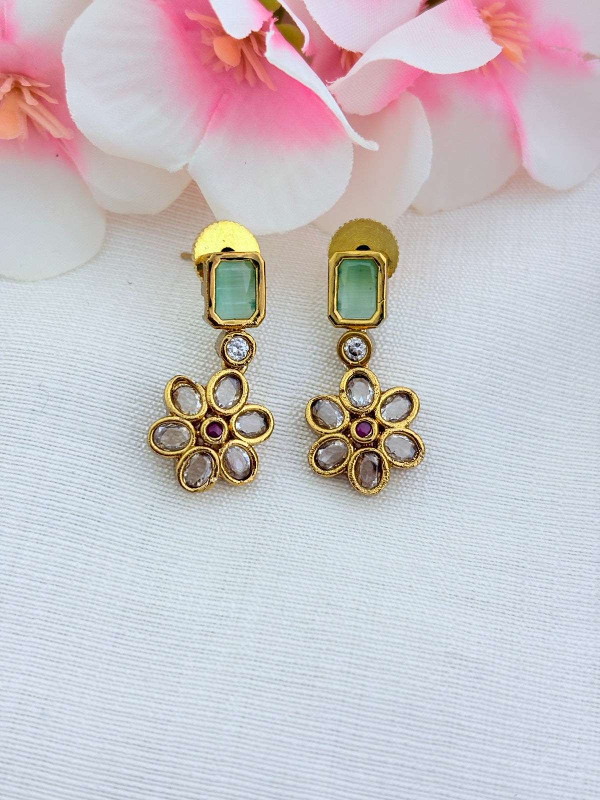 Premium matte finish multi color necklace with matching earrings