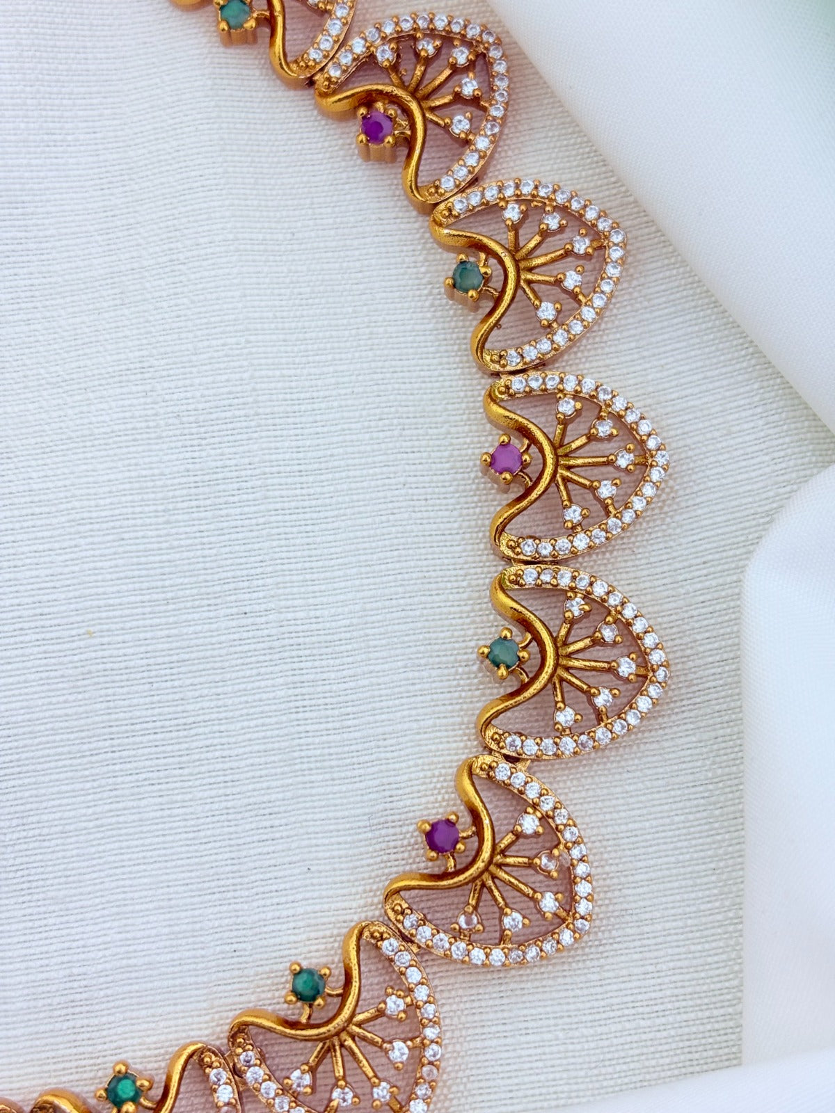 Minimal yet stylish AD necklace  in Premium matte finish with matching earrings