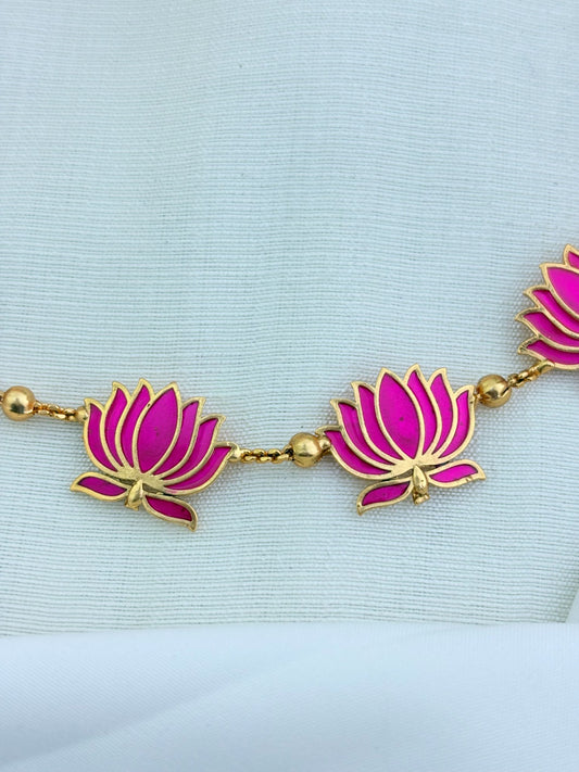 Manju warrier inspired lotus necklace with matching earrings
