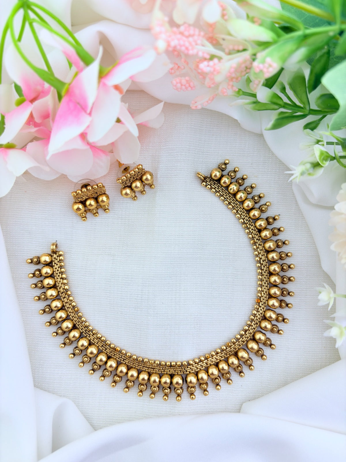 Beautifully crafted  matte finish necklace with  with matching earrings