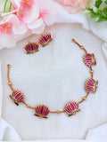 Manju warrier inspired lotus necklace with matching earrings