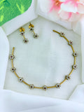 Premium matte finish floral pattern neckset adorned with classic AD stones and matching earrings